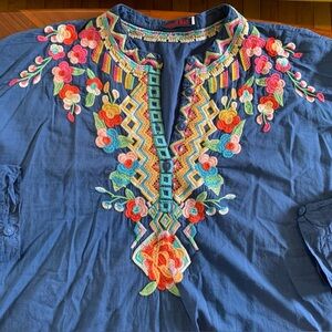 Johnny Was Embroidered Tunic Top